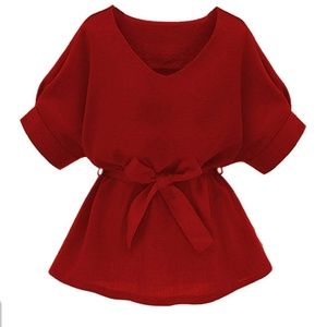 Milumia Self-Tie Short Sleeve Blouse